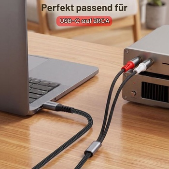Audio kábel USB-C na RCA, stereo adaptér z USB-C na 2RCA, 2 m