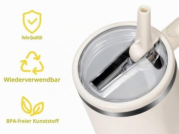 Nepriepustné viečka na kelímky, Sada 4 náhradných viečok na kelímky s objemom 1227 ml s slamkami, Viečka na