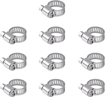 Hadicové spony 10-16 mm, 10 kusov, súvislé z nerezovej ocele 304, nastaviteľné hadicové spony,