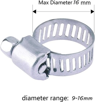 Hadicové spony 10-16 mm, 10 kusov, súvislé z nerezovej ocele 304, nastaviteľné hadicové spony,