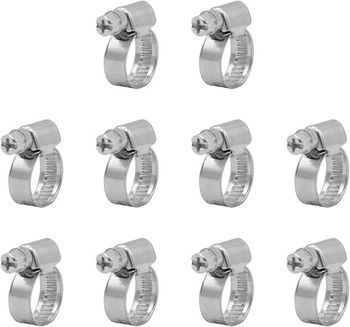 Hadicové spony 10-16 mm, 10 kusov, súvislé z nerezovej ocele 304, nastaviteľné hadicové spony,
