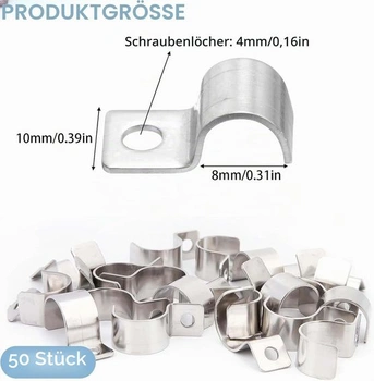 50 šroubovacích kabelových svorek, Ø 7-8 mm, kovové kabelové svorky, šroubovací držáky kabelů,