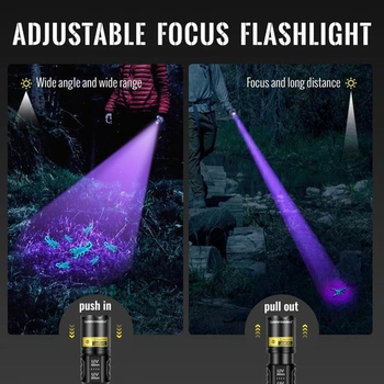 DARKBEAM UV svítilna s černým světlem 365nm a 395nm, LED svítilna s ultrafialovým zářením, dobíjecí