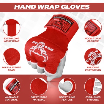 BEAST RAGE Boxerské obvazy Gelové rukavice MMA 75cm dlouhé polstrované elastické boxerské rychlé