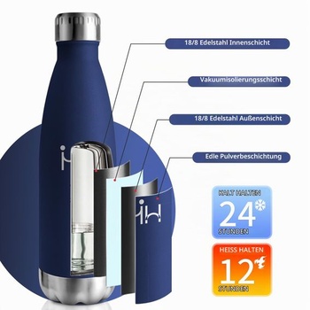 Nerezová fľaša na vodu, 750 ml, nepriepustná termoska, termofľaša bez BPA, vákuovo izolovaná