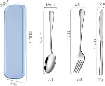 Sada kempingových príborov Lunch Box, 5dielna, nerezová oceľ, zosilnené puzdro s prackou, cestovné