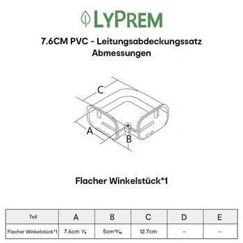 Mini kryt delenej rúrky 76 mm B, plochý uhol 90 °, PVC pre klimatizáciu (biely) Biela 76 mm B Plochý