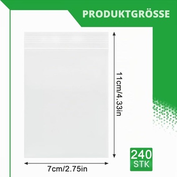 240 sáčků na zip 7×11 cm, malé průhledné sáčky s tlačítkem 7x11 cm - 240 kusů
