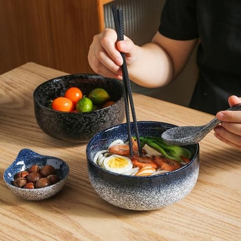 Hlboká ramenová miska, keramická, 1000ml Ø16cm polievková miska, japonský štýl, hlboká rezancová