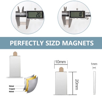 Neodymové magnety, samolepiace magnety, 20x10x1mm Ultra silný obdĺžnikový magnet s lepiacou fóliou pre