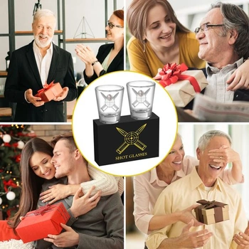 Personalizované sklenené panáky, 60ml panáčik, sada 2 kusov s krabičkou, priehľadné