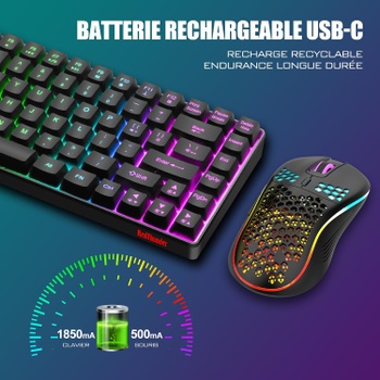 Set klávesnice a myši RedThunder bezdrátové, podsvícené