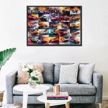 1000dílná puzzle hra Luxusní sportovní auto pro dospělé a děti Barevné graffiti F1 závodní auto