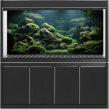 MIRRORANG 61x30cm tropické akvárium plakát pozadí říční říční a jezerní vodní rostlina podvodní