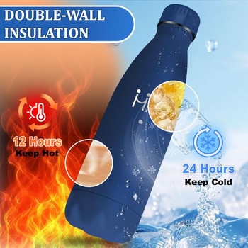 750ml nerezová láhev na vodu, termoska, bez BPA, nepropustná, dvoustěnná, vakuově izolovaná,