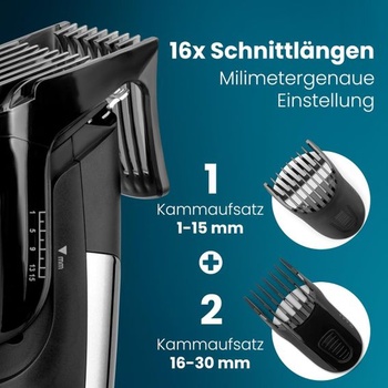 Zastrihávač vlasov Clatronic® 1–30 mm | Strihacia hlava z nerezovej ocele | 16 nastavení dĺžky | Výdrž