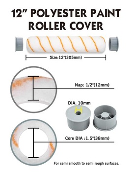 ROLLINGDOG 30,5cm polyesterové návleky na malířské válečky, balení 3 ks s koncovkami, 1/2palcový