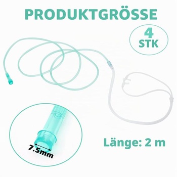 4 kusy kyslíkové nosové kanyly, kyslíková trubica 6 mm x 2 m vyrobená z lekárskeho PVC materiálu,