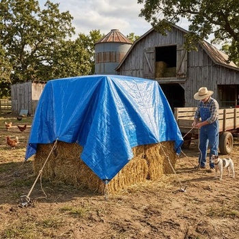 2x3m modro/strieborná nepremokavá plachta s očkami – Ľahká tkaná plachta, odolná proti roztrhnutiu, UV