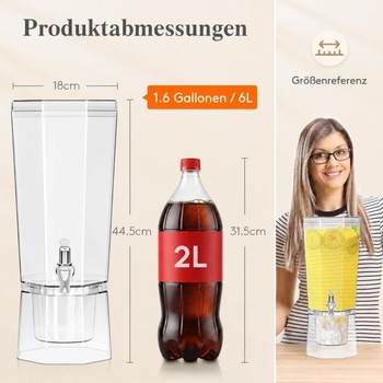 Dávkovač nápojov Lifewit 6l s kohútikom, plastový