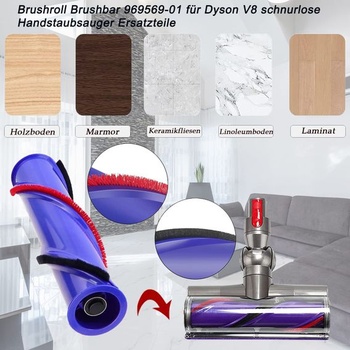 Náhradní kartáčový válec pro vysavač Dyson V8, posuvník kartáčového válce 967485-01 pro náhradní