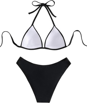GORGLITTER Dámske Súpravy Push Up Bikin Triangle Plavky Halterneck Plavky dvojdielne čierne S
