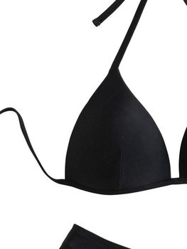 GORGLITTER Dámske Súpravy Push Up Bikin Triangle Plavky Halterneck Plavky dvojdielne čierne S