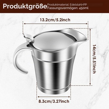 Termoska na omáčku s víkem, 450ml, nerezová ocel, dvoustěnná (stříbrná)