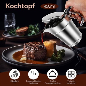 Termoska na omáčku s vekom, 450ml, nerezová oceľ, dvojstenná (strieborná)