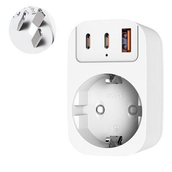 Adaptér Austrália-Nemecko, cestovný adaptér 4 v 1 s čínsko-nemeckou zástrčkou s 2 USB-C a 1 A