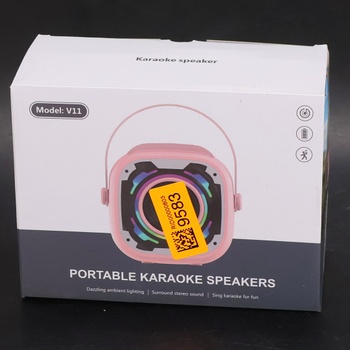 Prenosný karaoke automat PKBD pre deti s 2 mikrofónmi, darček pre deti od 3 rokov, ružový