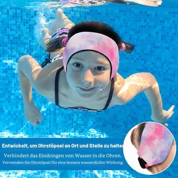 Detská plavecká čelenka HeySplash, elastická neoprénová ochrana sluchu, veľkosť S (1-3 roky),