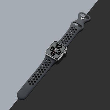 Sportovní řemínek Upeak kompatibilní s Apple Watch 44 mm, 46 mm, 45 mm, 42 mm, uhlově černá/uhlově