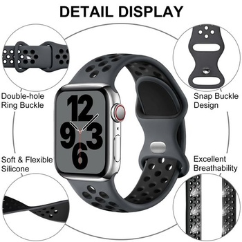 Športový remienok Upeak kompatibilný s Apple Watch 44 mm, 46 mm, 45 mm, 42 mm, uhľovočierna/uhľovo