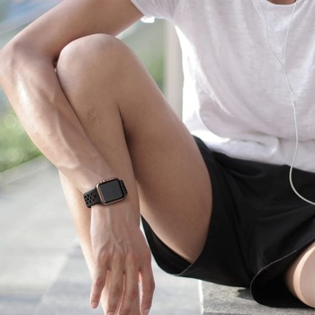 Športový remienok Upeak kompatibilný s Apple Watch 44 mm, 46 mm, 45 mm, 42 mm, uhľovočierna/uhľovo