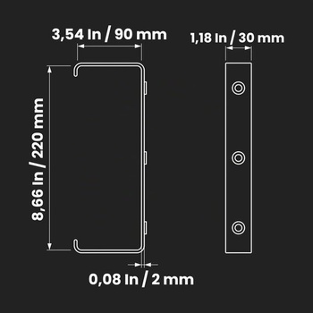 2 kusy plastových držiakov pre ploché potrubie 220 x 90 mm na montáž na stenu - Držiaky pre obdĺžnikové