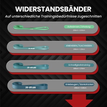 Fitness gumy – sada 4stupňových odporových gum s kotvou do dveří, odporové gumy na shyby, silový