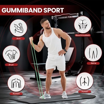 Fitness gumy – súprava 4stupňových odporových gúm s kotvou do dverí, odporové gumy na zhyby, silový