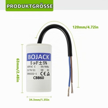 BOJACK CBB60 5uF 450V 50/60HZ Rozběhový kondenzátor, Kondenzátor pro běh motoru SH, Kondenzátor pro