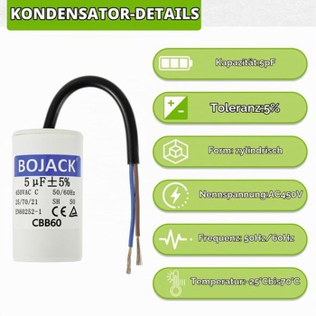 BOJACK CBB60 5uF 450V 50/60HZ Rozběhový kondenzátor, Kondenzátor pro běh motoru SH, Kondenzátor pro