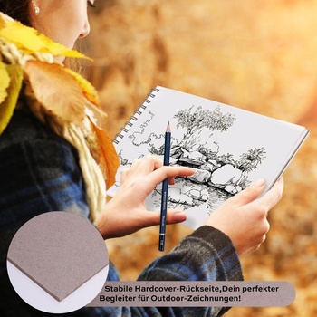 Deli Skicník A4, kresliaci blok DIN A4, kresliaci papier 160 g/m², 40 listov / 80 strán, špirálovite