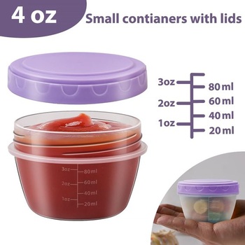 6 malých mraziacich nádob, 120 ml, s viečkami, nepriepustné skladovacie nádoby s odmerkou, mini nádoby na