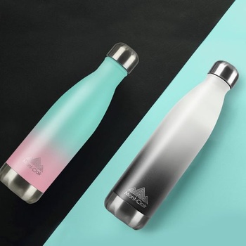 Láhev na pití H2O z nerezové oceli 750 ml nepropustná 750 ml, gradientní bílá šedá