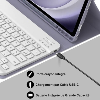 Puzdro s klávesnicou pre Samsung Galaxy Tab A9 Plus/A9+ 11 palcov, AZERTY, francúzske, Bluetooth
