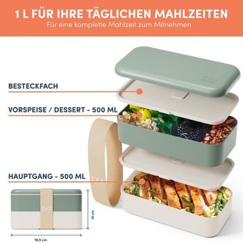 Monbento - MB Original Lunch Box - Bento Box pre dospelých - Obedový box s 2 priehradkami,