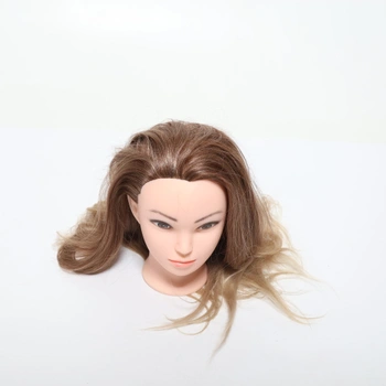 Stylingová hlava, hlava pro panenku z 80% pravých vlasů s blond vlasy, 24palcová tréninková hlava