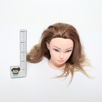 Stylingová hlava, hlava pro panenku z 80% pravých vlasů s blond vlasy, 24palcová tréninková hlava