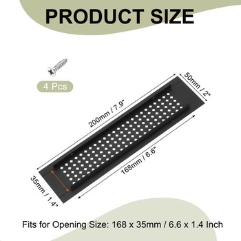 PATIKIL Větrací mřížka 50 x 200 mm, hliníková výfuková mřížka, větrací mřížka se šrouby, větrací