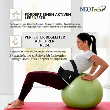 NEOtech Care - Tehotenský brušný pás - Podpora pása, chrbta a brucha - Tehotenský pás (čierny, S) čierny