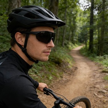 FEISEDY Polarizované sportovní brýle pro muže a ženy, cyklistické brýle B0056, černý rám a šedé